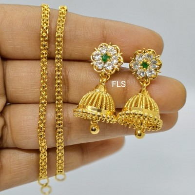 FineTouche Gold Plated Jimiki with Mattal Alloy Jhumki Earring