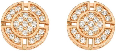 Nilu's Collection Rose Gold Plated Round Stud Earrings with AD Stones For Women & Girls Copper Stud Earring
