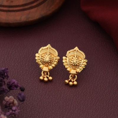 SHREEJI FASHION JEWELLRY 1 GRAM GOLD PLATED FANCY STUD EARRINGS. SCREW BACK, DELICATE & DAILY WEARABLE. Brass Stud Earring