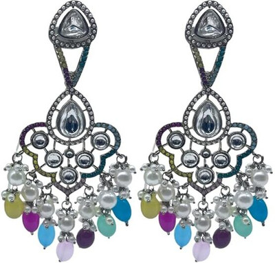 ShreyaJewels Traditional Oxidised Earrings Pearl Beads Drops, Ethnic Indian Alloy Jhumki Earring