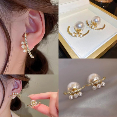 MAHADEV CREATION 2 Way Wear Pearl Studs Crystal Alloy Stud Earring