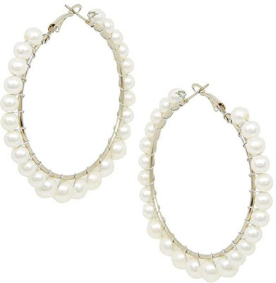 house of common PEARL DESIGNER TRADTIONAL EARRING Beads Alloy Clip-on Earring, Hoop Earring