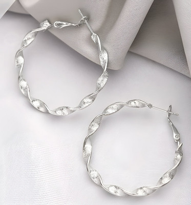 JRISSY Minimal Silver Twisted Hoops Alloy Hoop Earring