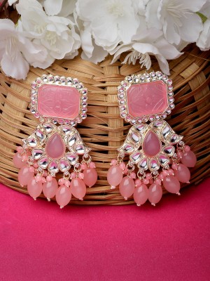 Studio Sukkhi Ethnic Gold Plated Pink Kundan Studded Dangle Drop Earrings Alloy Drops & Danglers