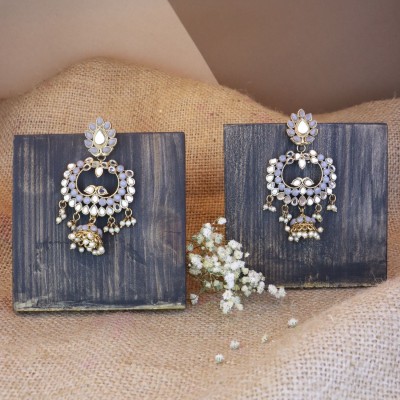 I Jewels Traditional Meenakari Kundan & Stone Studded Chandbali Earrings For Women Alloy Chandbali Earring