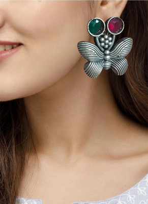 SBPR Creation Antique Silver Tone Butterfly Brass Earring Drops & Danglers Brass Drops & Danglers