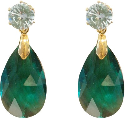 La Belleza Green Crystal Drop Dangler 3213-19 Alloy Drops & Danglers