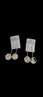 CRYSTALGLOW Elegant Gold Circle Drop Earrings with Triangle Crystal Metal Drops & Danglers