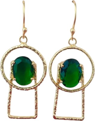 ssj Gold-Plated Green Earring Set for Women & Girls – Elegant & Vibrant Jewelry Brass Earring Set