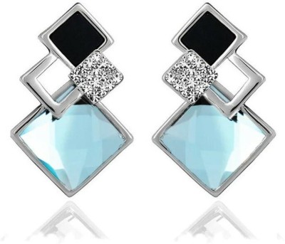 Nilu's Collection Fashionista Sea Green Classic Geometric Crystal Stud Earring for Women and Girls Alloy Drops & Danglers