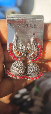ANSHIKA ENTERPRISES Silver Plating Oxidised Meena Work Earring For Women Pack of 1 Brass Jhumki Earring, Hoop Earring, Plug Earring