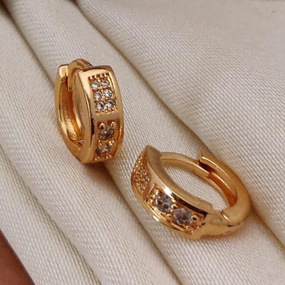 TULSI ENTERPRISE Gold Plated Huggie Earrings for Women & Girls (Pack of 1 Pair) Brass Huggie Earring