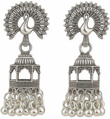 PushpDS Crafts Women's Jewellery Earrings For Women Floral Jhumkas German Silver Jhumki Earring