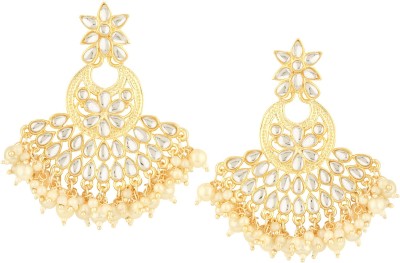 SPARGZ Spargz Festive Wear Gold Plated Kundan & Pearl Chandbali Earring For Women Pearl Alloy Chandbali Earring