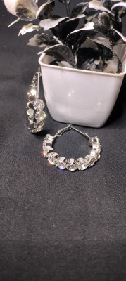 Hamsam collection Crystal German Silver Hoop Earring