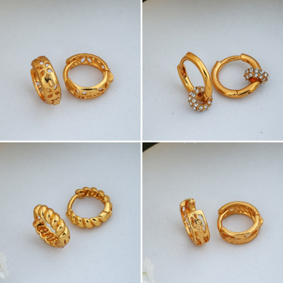 Weroxa Combo Of 4 Brass Huggie Earring