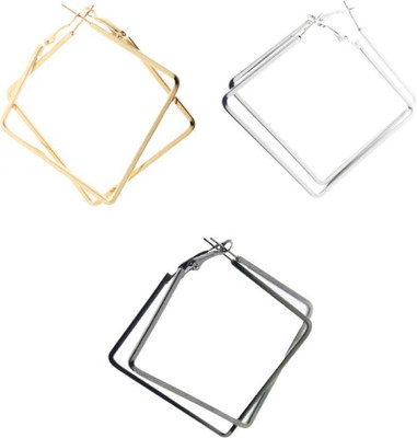 Creeknest Stylish & Trendy 5 cm Square Shape Fancy Earrings Alloy Drops & Danglers Alloy Hoop Earring