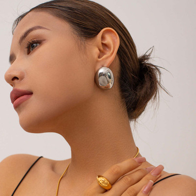 Just lil things Lustrous glossy three-dimensional simple large earrings jlt13096 Alloy Drops & Danglers
