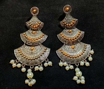 Mishaara Mishaara Silver & Gold Plated Earrings For Girls & Womens Pearl Brass Drops & Danglers