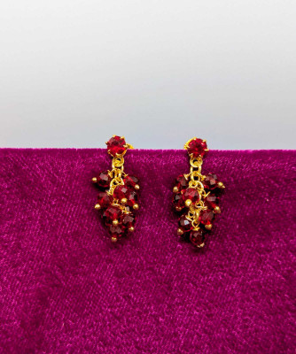 Rithvin Fashion Gold-Plated Black Red Earrings Cubic Zirconia Alloy Drops & Danglers