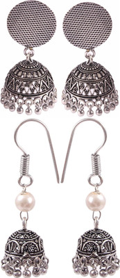 Haniya Oxidized Silver plated handmade Jhumka Jhumki Earrings German Silver, Brass Jhumki Earring