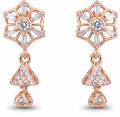 forevershine Golden Plated Floral Star CZ Jhumki Style Drop Earrings Alloy Jhumki Earring