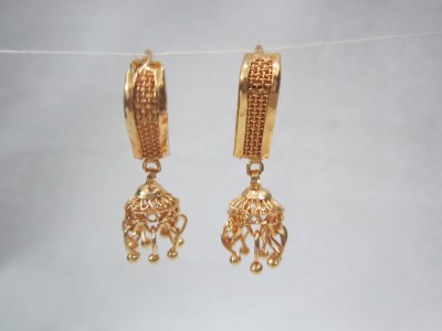 vks trading Essential Earrings & V Shape Gold Plated-056 Brass Jhumki Earring, Earring Set, Ear Thread