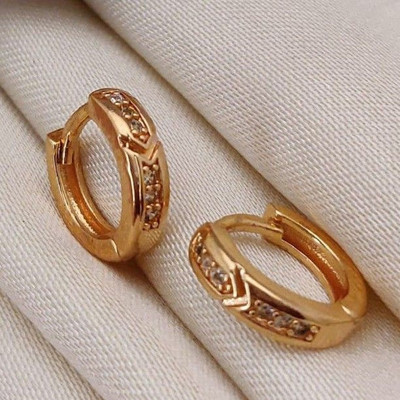 Be Preety TULSI Gold Plated Hoop Earrings for Girls & Women Alloy Hoop Earring Brass Stud Earring, Huggie Earring, Huggie Earring, Jhumki Earring
