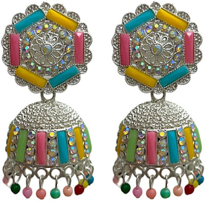 ACCESSHER AccessHer Gold-Tone Multicoloured Jhumka Earrings Set for Women & Girls Pearl Brass Jhumki Earring