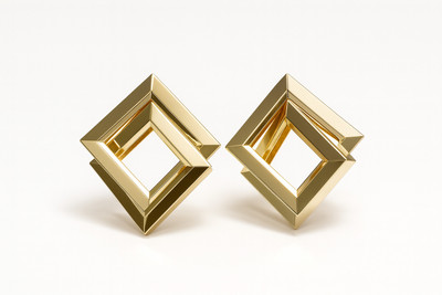 ORUKA Square Korean Earrings Beads Alloy Stud Earring
