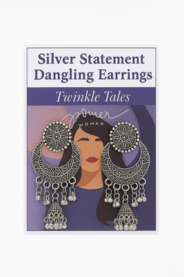Twinkle Tales Silver Oxidised Statement Dangling Earrings Alloy Jhumki Earring