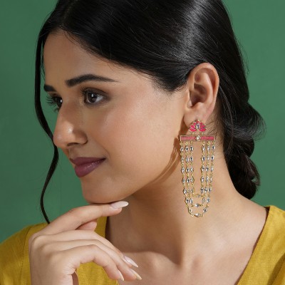 Teejh Teejh Ek Ladki Ko Dekha Fuschia Pink Truck art Earrings Alloy Drops & Danglers