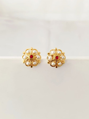 KAKOSHI IMITATION WOMEN STUD Ruby Brass Stud Earring