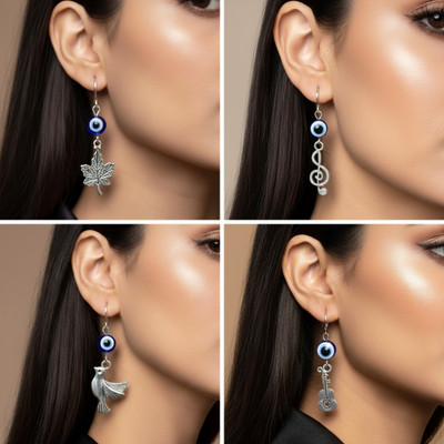 MAYUK ARTSY Evil Eye Charm Dangle Earring Set Beads Alloy Drops & Danglers