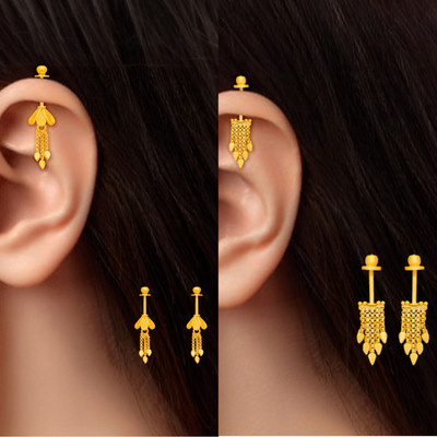 Drashti Collection Traditional Maharashtrian Look Bugadi Earrings For Women And Girls Pack Of 2 Brass Ear Thread