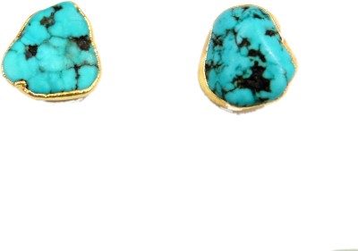 khnfashion Natural Turquoise December Birthstone Gold Electroplated Stud Earrings Turquoise Brass Stud Earring