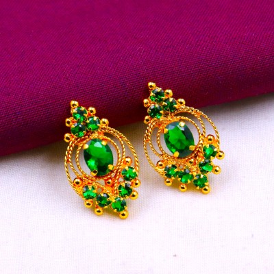 AHR FASHION one gram gold plated trendy stylish earring for women Ruby Brass Stud Earring