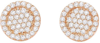 Nilu's Collection Rose Gold Plated American Diamond Stud Earrings for Women & Girls Copper Stud Earring