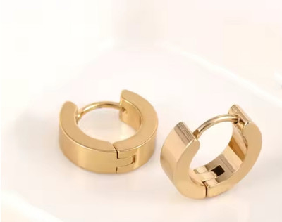 Vedansh Piyush Enterprises Stylish Golden Colour Unisex Hoop Stud Earrings Brass Hoop Earring