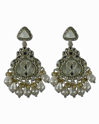 AZTAZ Royal WHITE Drop Earrings Alloy Chandbali Earring
