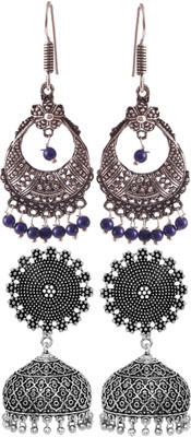 Haniya Oxidized Silver plated handmade Jhumka Jhumki Earrings German Silver, Alloy Jhumki Earring