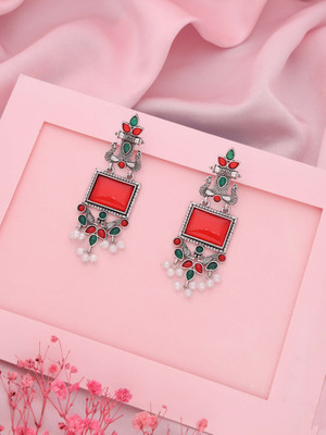 Divastri Silver Plated Earring for Women & Girls Diamond Brass Drops & Danglers