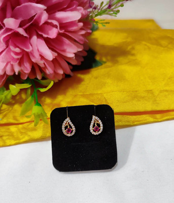 DIMIKI 1 Gram Gold Plated AD Earrings for Women Cubic Zirconia Brass Stud Earring