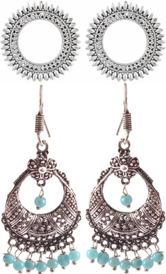 Haniya Oxidized Silver plated handmade Jhumka Jhumki Earrings German Silver, Alloy Jhumki Earring
