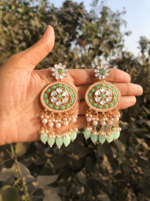 Alasca Gold Plated Earring for Women & Girls Diamond Brass Drops & Danglers