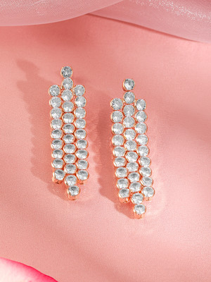 RUBANS Rubans 18K Gold Plated Cubic Zirconia Drop Earrings Cubic Zirconia Brass Drops & Danglers
