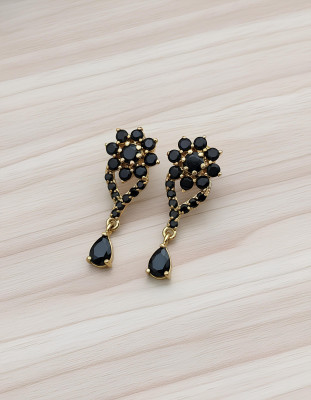 PBM CREATIONS GOLD PLATED AD STONE WEDDING JHUMKI / PEARL STUD / KUNDAN BEADS EARRING Copper Drops & Danglers, Jhumki Earring