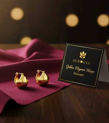 Surogya Anti-Tarnish Golden Elegance Hoops Stainless Steel Stud Earring