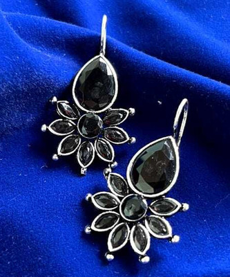 Hengar Traders Flower_Kundan_Black-3 Cubic Zirconia Alloy Earring Set
