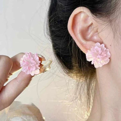 ADORNITY White 3D Floral Studs Earrings For Women Girls Korean Earring Jewellery Alloy Stud Earring